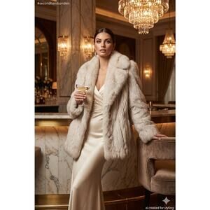 Maison Blanche VINTAGE white Coat Jacket Women's Size Medium Lined Wide collar